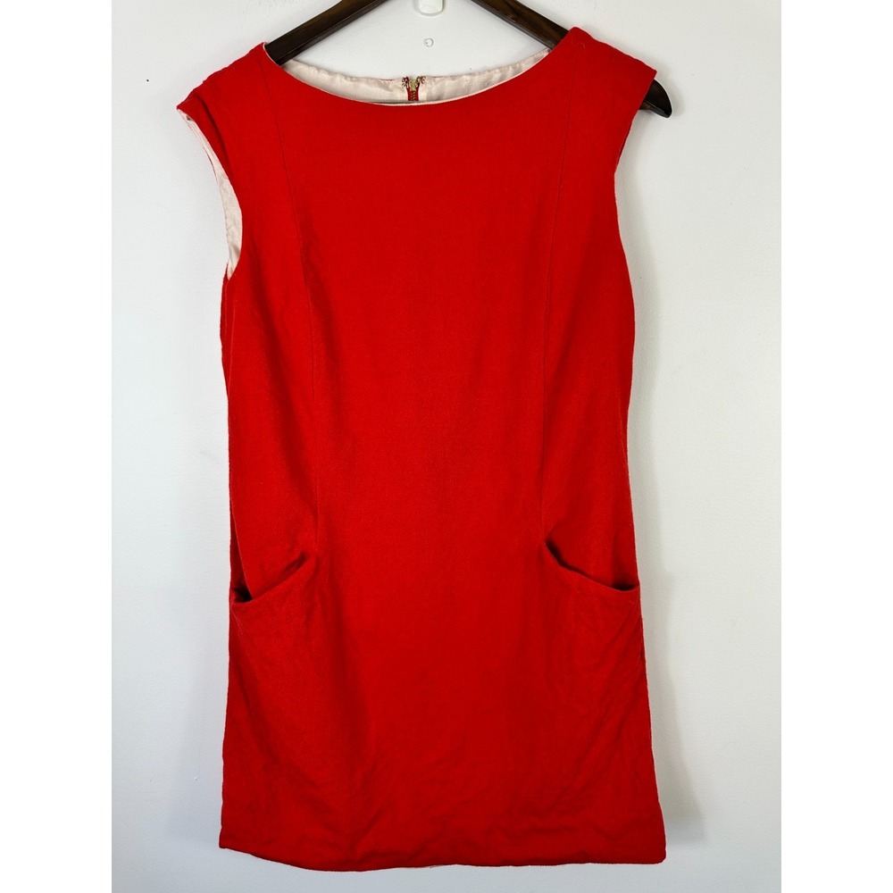 Kate Spade New York Shift Dress Womens 6 Red Wool Blend Sleeveless Mod Mini